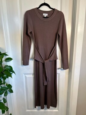 Evereve Alfie Sweater Dress Tie-Waist long sleeve in Oatmeal Medium New